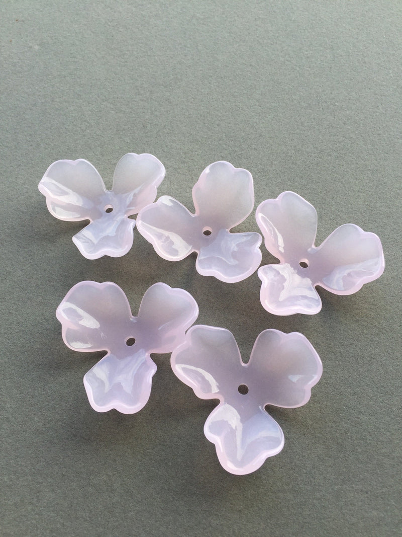 6 x Large Glossy Pink Acrylic Flower Beads, 39mm (3248)