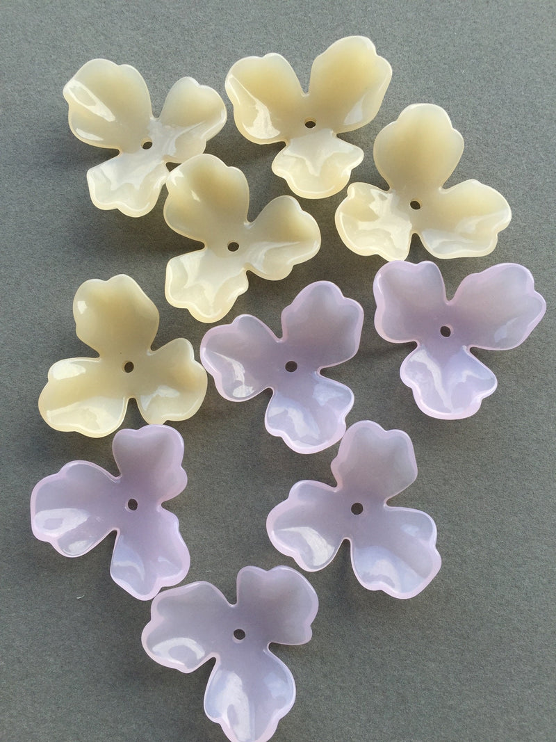 6 x Large Glossy Pink Acrylic Flower Beads, 39mm (3248)