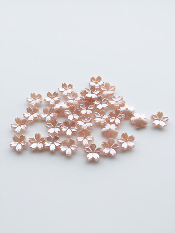 50 x Pearl Dusty Pink Flower Beads Acrylic Sakura Flowers, 11.5mm (3684)