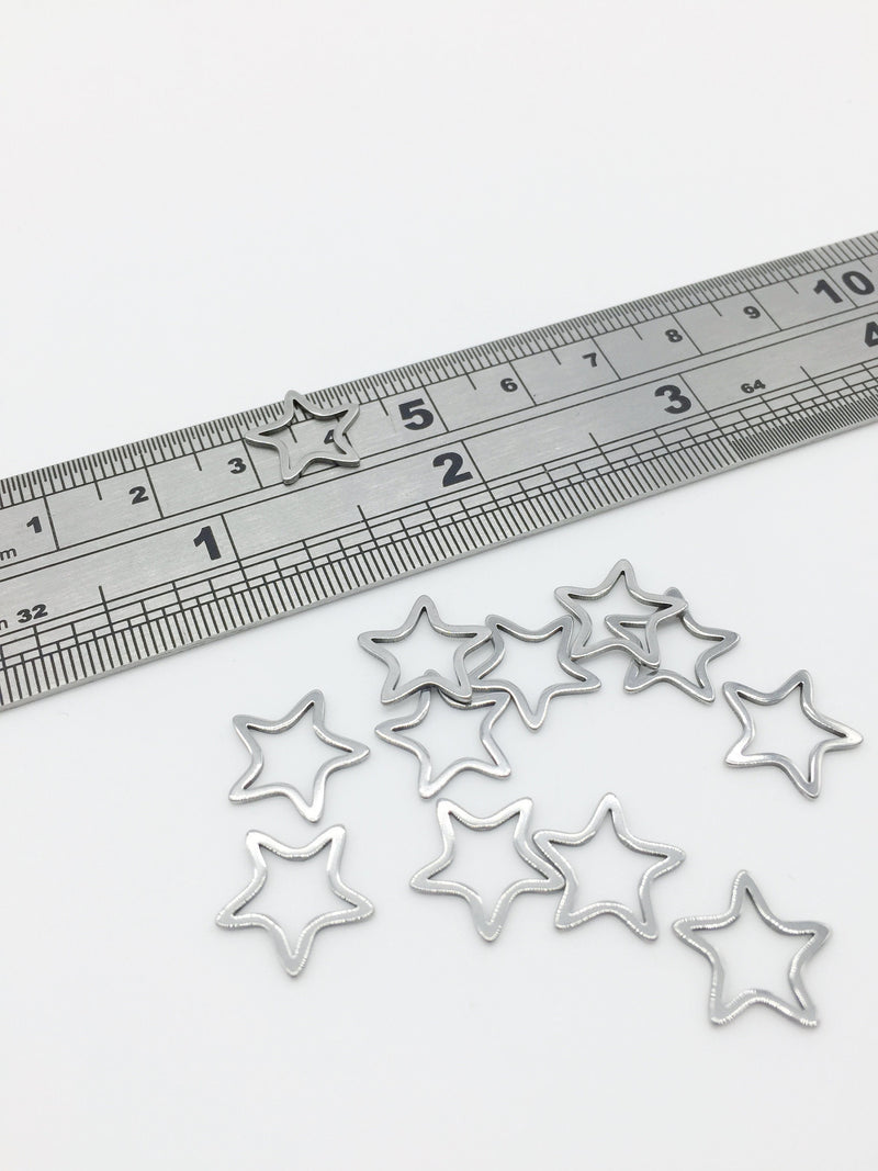 12 x Stainless Steel Star Connectors, Silver Tone Star Links, 12mm Star Jewellery Connectors, Stainless Steel Jewelry Supplies