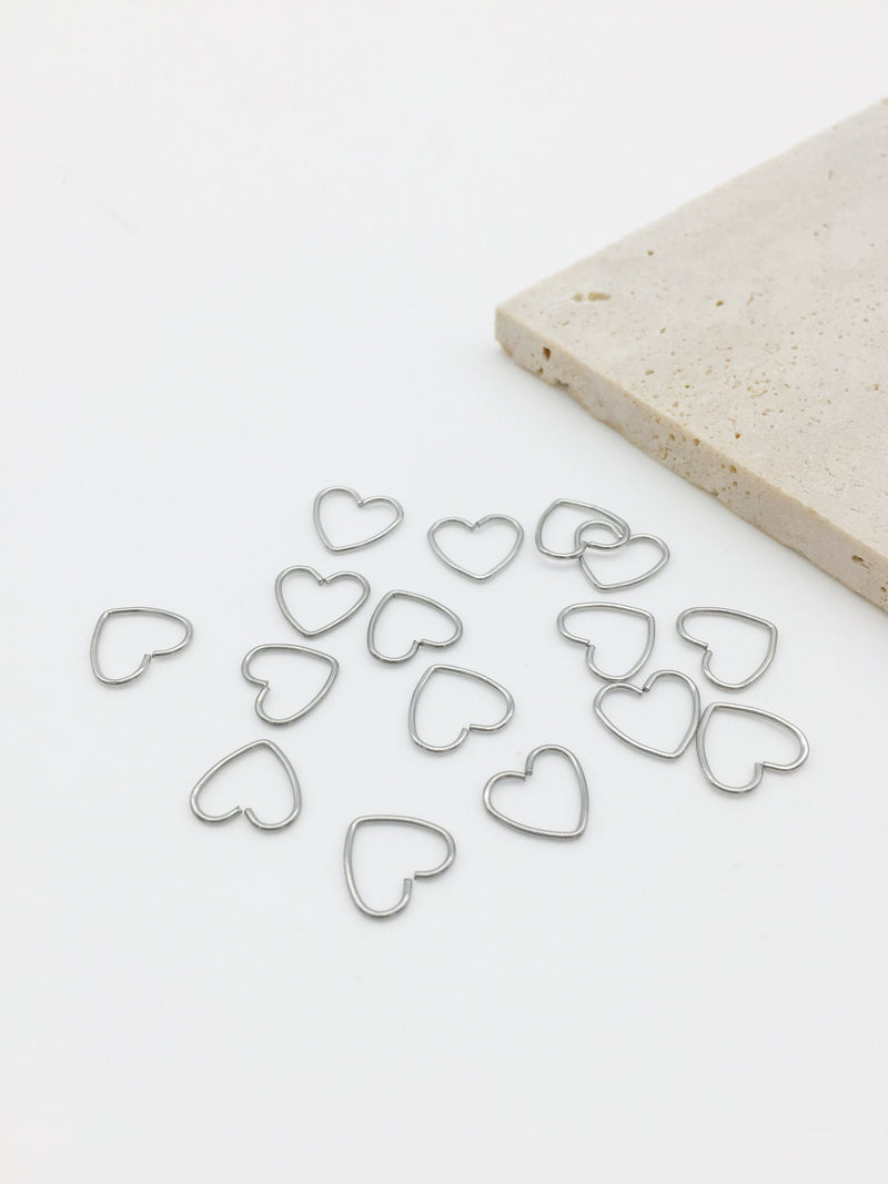 24 x Stainless Steel Openable Heart Connectors, 10x9mm (3898)