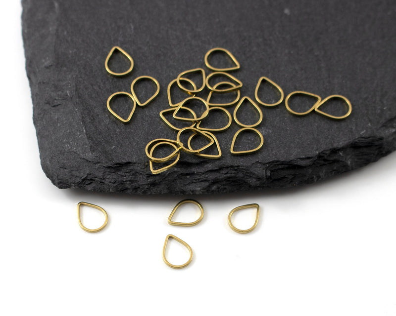 24 x Tiny Raw Brass Teardrop Connectors, 8x6mm (C0281)