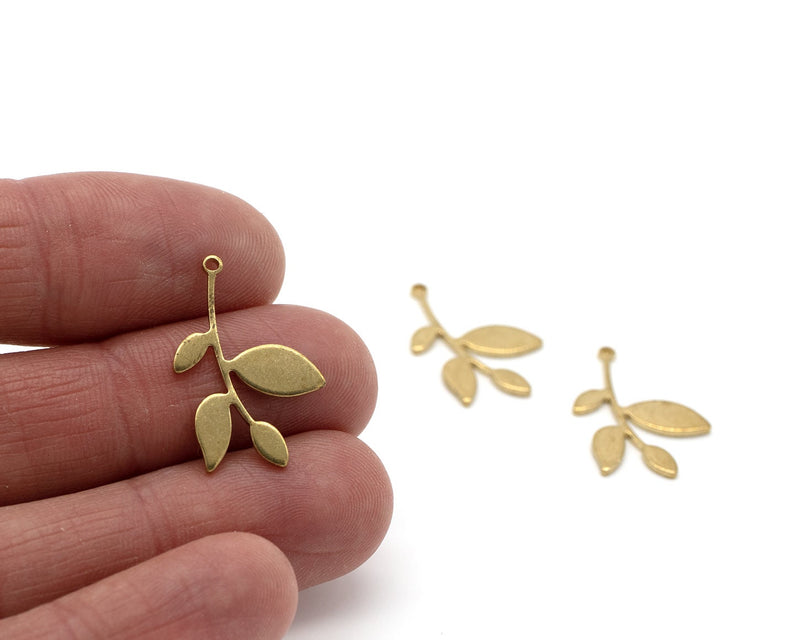 4 x Raw Brass Leaf Charms, 24x15mm (C0671)