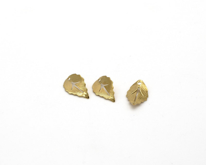 10 x Raw Brass Cut-out Leaf Charms, 17x10mm (C0292)