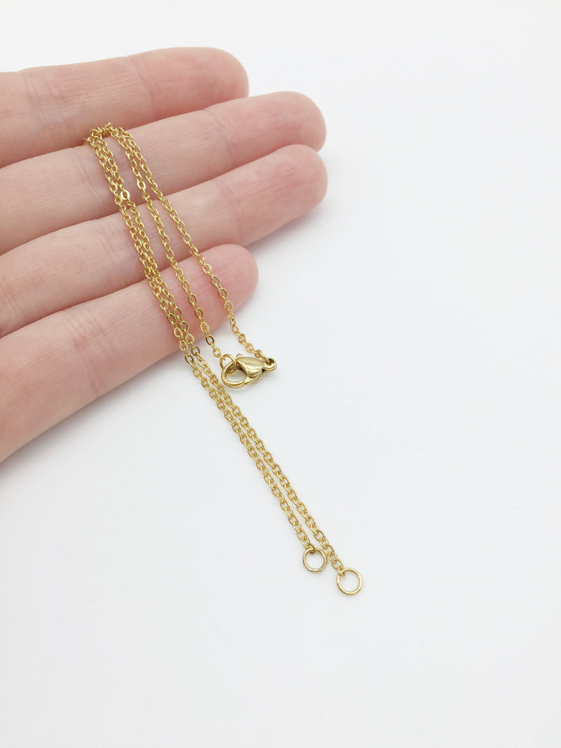 1 x Stainless Steel Cable Chain Necklace with Lobster Clasp, 14.6 inches Gold or Silver Colour