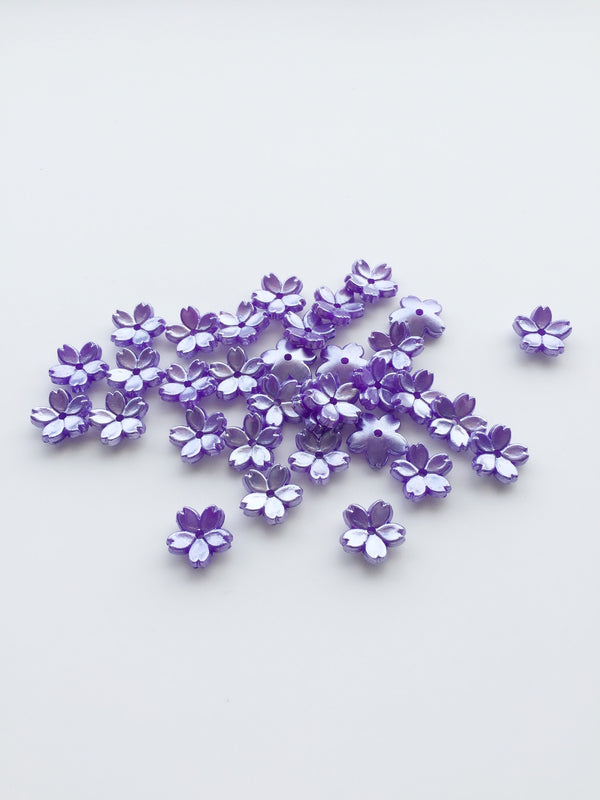 50 x Lavender Flower Beads Acrylic Sakura Flowers, 11.5mm (3678)