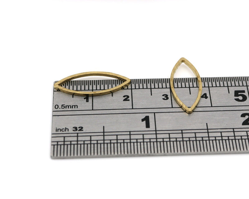 16 x Raw Brass Open Marquise Links, 20x8mm (C0666)