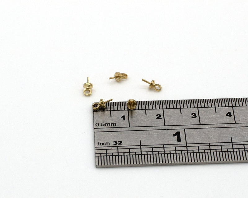 40 x Raw Brass Peg Bails for Top Drilled Beads, 6.5x2.5mm (C0047)