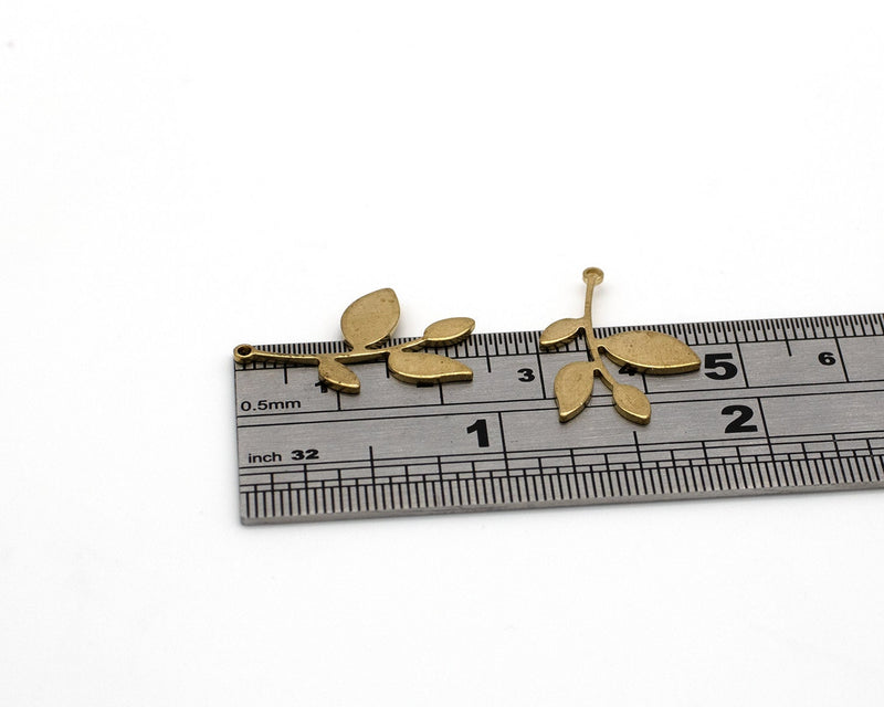 4 x Raw Brass Leaf Charms, 24x15mm (C0671)