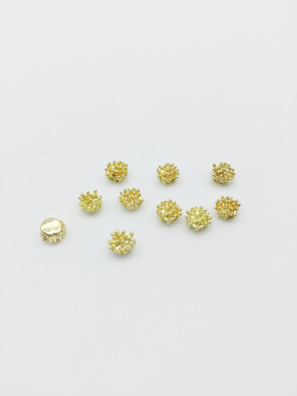 10 x Gold Solid Metal Flower Stamen Cabochons, 6mm (0302)