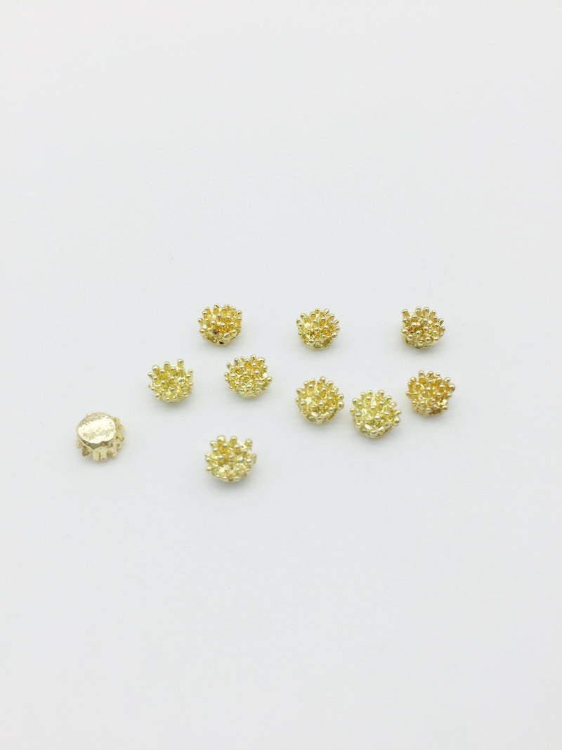 10 x Gold Solid Metal Flower Stamen Cabochons, 6mm (0302)