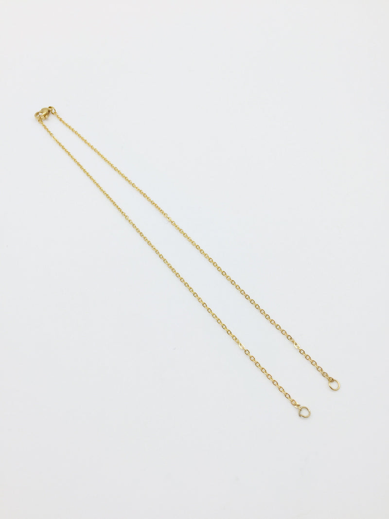 1 x Stainless Steel Cable Chain Necklace with Lobster Clasp, 14.6 inches Gold or Silver Colour