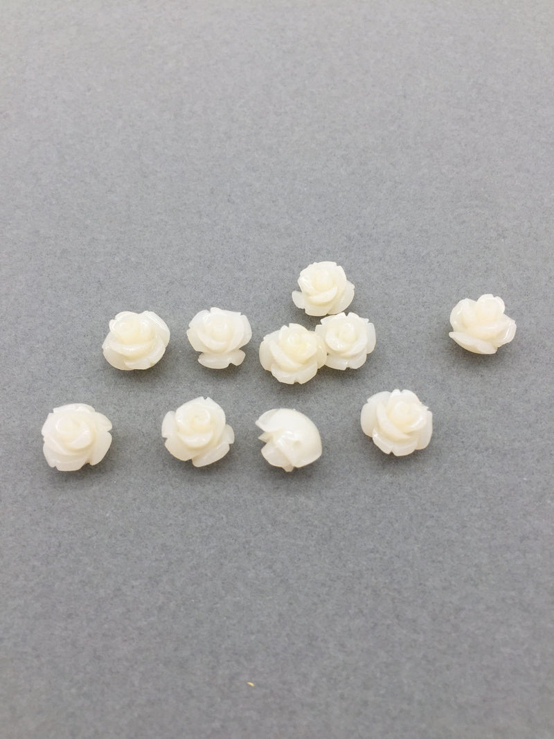 10 x Imitation Carved Coral Rose Flower Beads, 9mm (A3)