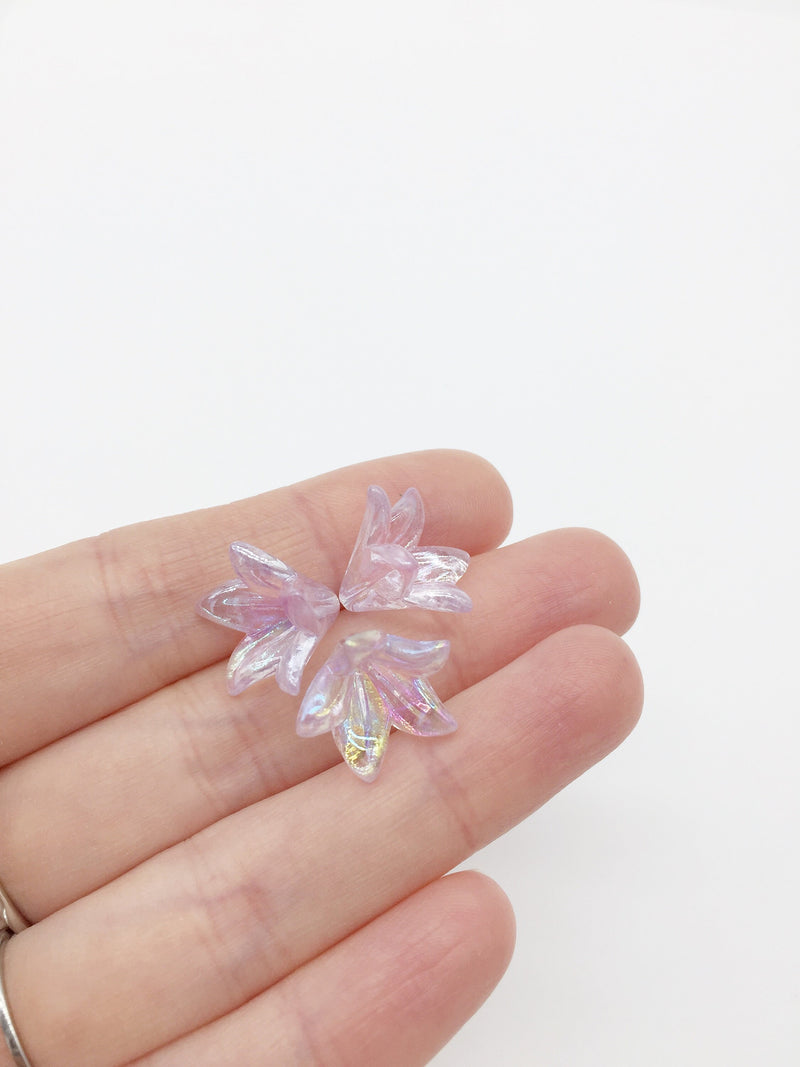 20 x AB Light Purple Acrylic Flower Beads, 15x17mm (A10)