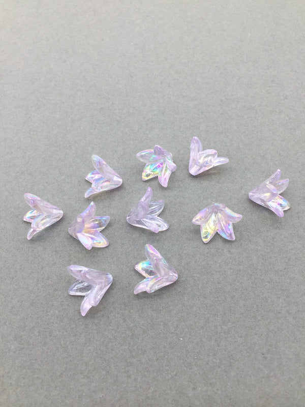 20 x AB Light Purple Acrylic Flower Beads, 15x17mm (A10)