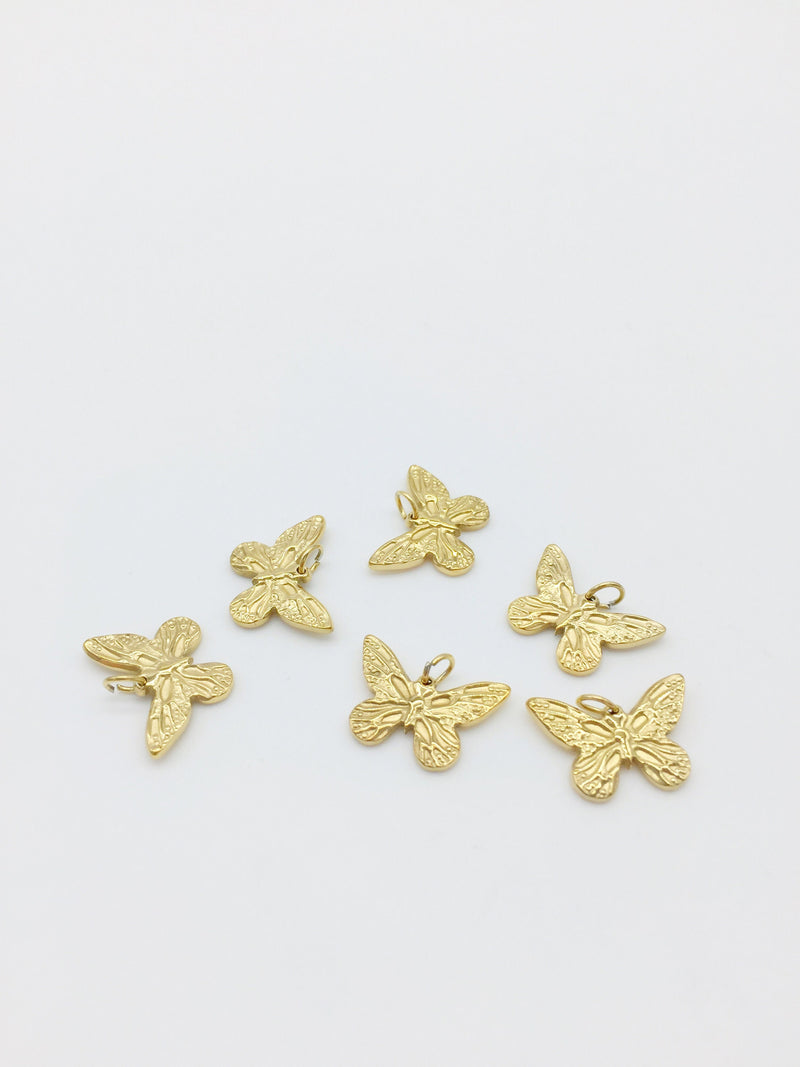 1 x Gold Plated Butterfly Pendant, 10x15mm Butterfly Charm (0382)