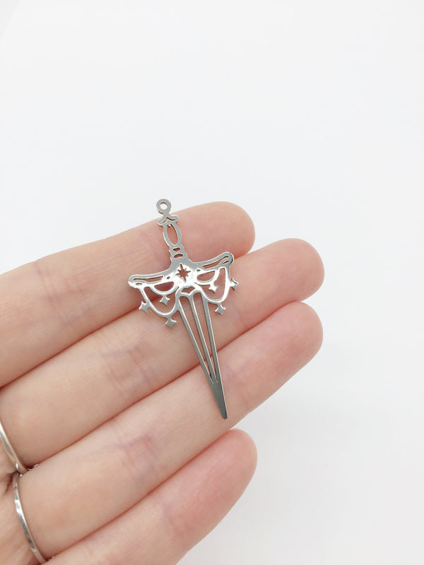 1 x Stainless Steel Celestial Dagger Pendant, 25x47mm (3717)