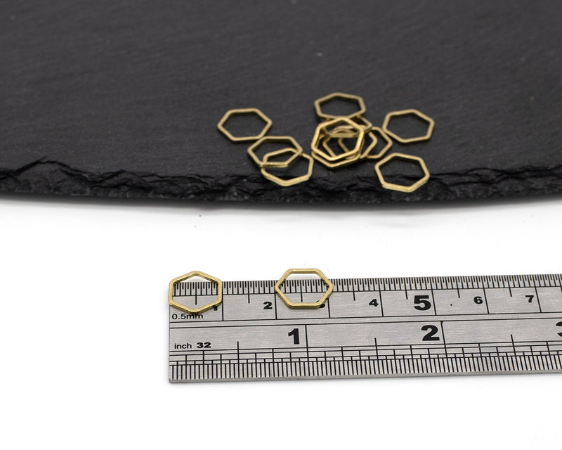 24 x Raw Brass Hexagon Rings, 10x11mm (C0118)