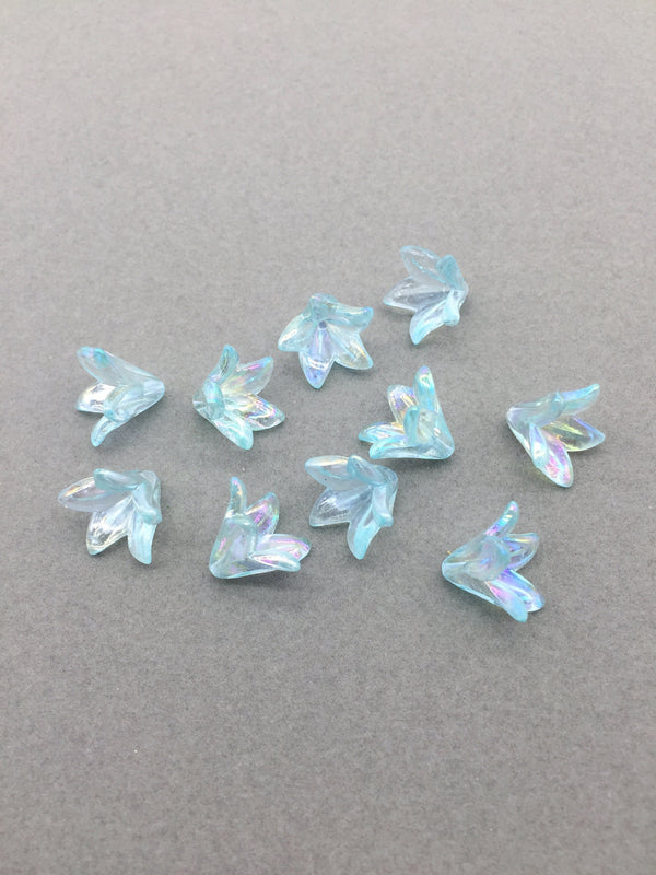 20 x Light Turquoise Blue Acrylic Flower Beads, 15x17mm