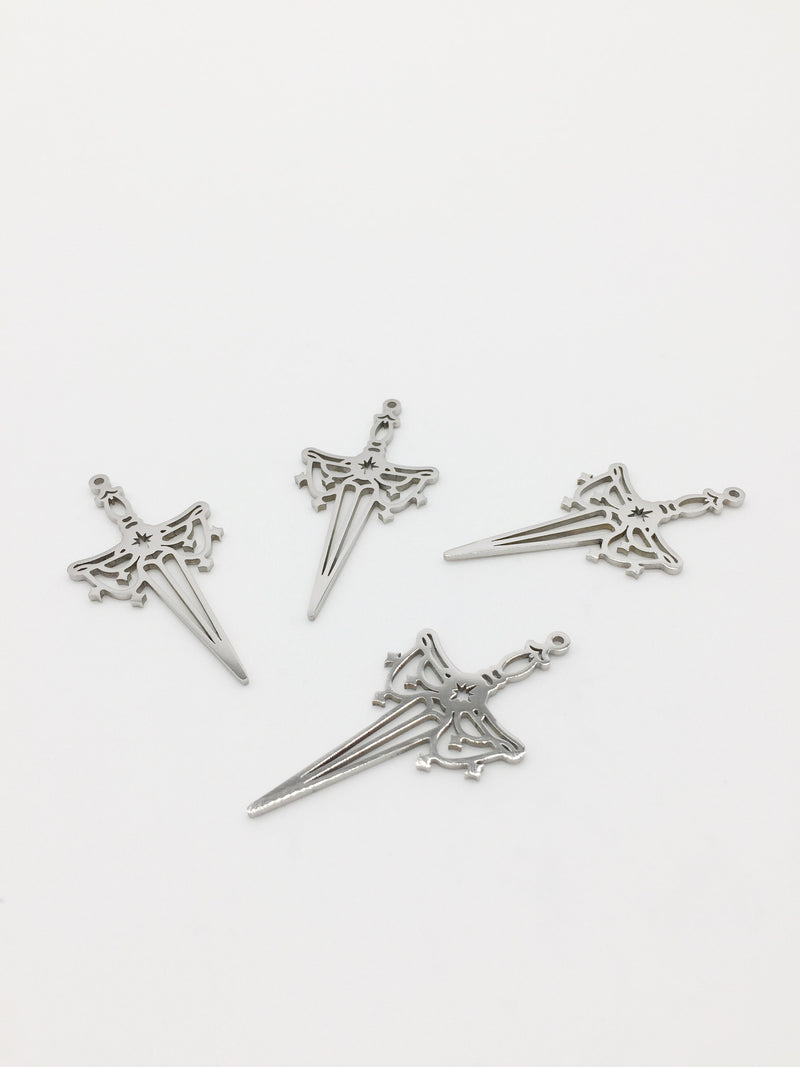 1 x Stainless Steel Celestial Dagger Pendant, 25x47mm (3717)