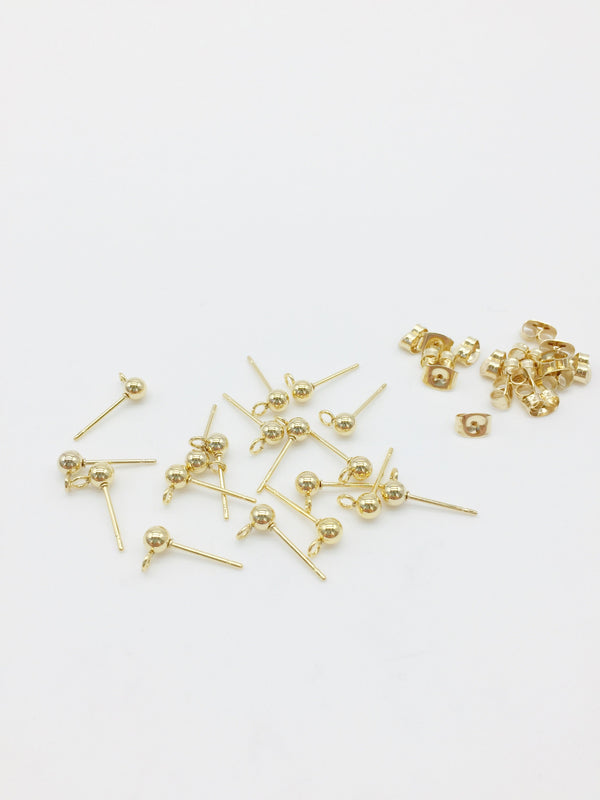 6 pairs x 24K Gold Plated Ball Stud Earrings (1905)