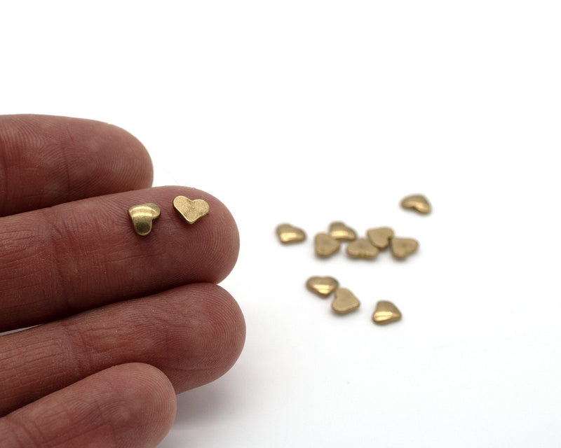 20 x Raw Brass Tiny Heart Cabochons, 4.5x1.5mm (C0378)