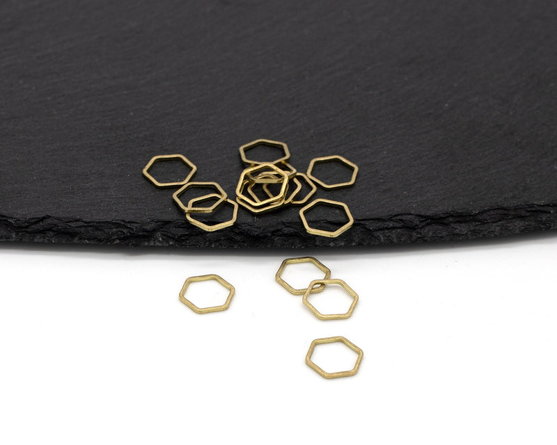 24 x Raw Brass Hexagon Rings, 10x11mm (C0118)