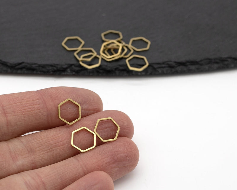 24 x Raw Brass Hexagon Rings, 10x11mm (C0118)