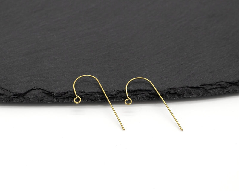 6 pairs x Raw Brass Elongated Ear Wire, 35x18mm Gold Tone Earring Hooks (C0681)